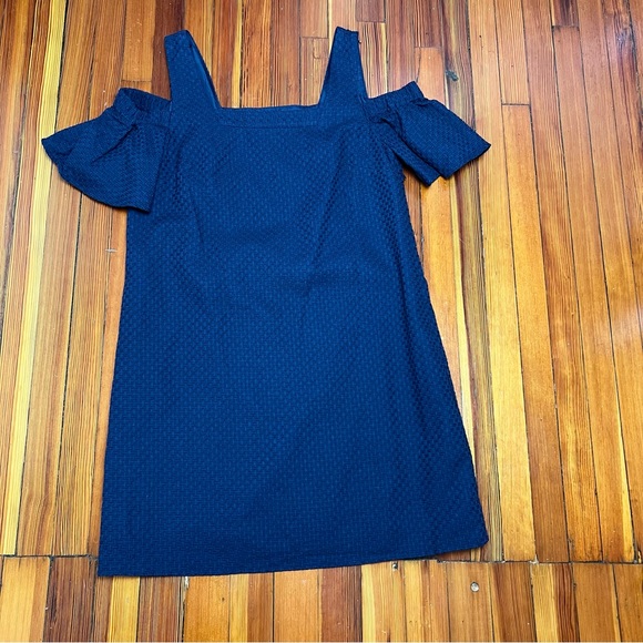 J. Crew Cold Shoulder Dress Navy Blue SZ M - Picture 10 of 16